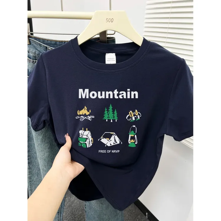 大码正肩短袖t恤女2026新款韩版胖MM显瘦休闲圆领设计感上衣潮