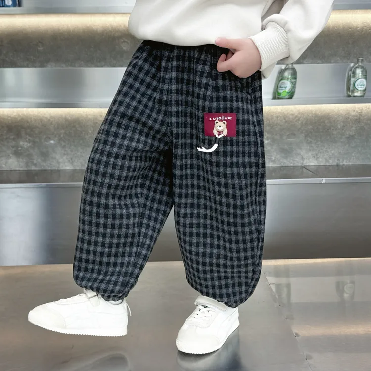 儿童男童加绒裤子秋冬季2025新款加厚冬装长裤宝宝卫裤一体绒休闲