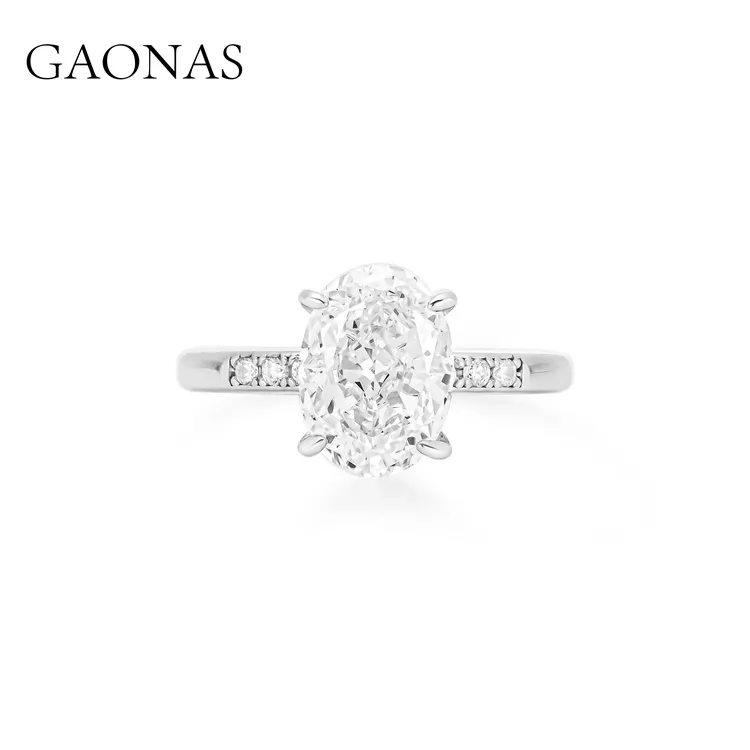 GAONAS 925银合成锆石戒指 经典璀璨3克拉日常白色戒指11370JW