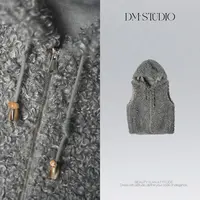 DEDM•STUDIO气质高奢小众卷毛串珠连帽拉链无袖马甲2507MJ/25989