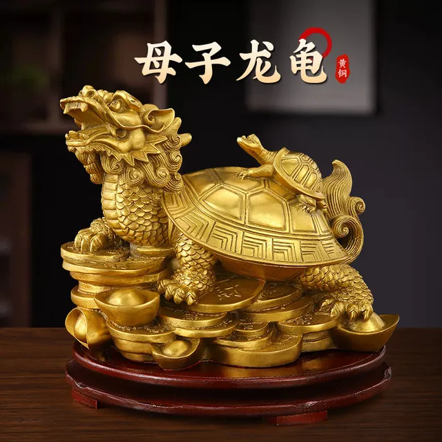 善品黄铜子母龙龟摆件金钱元宝龙头龟家居办公开业礼品厂家批发