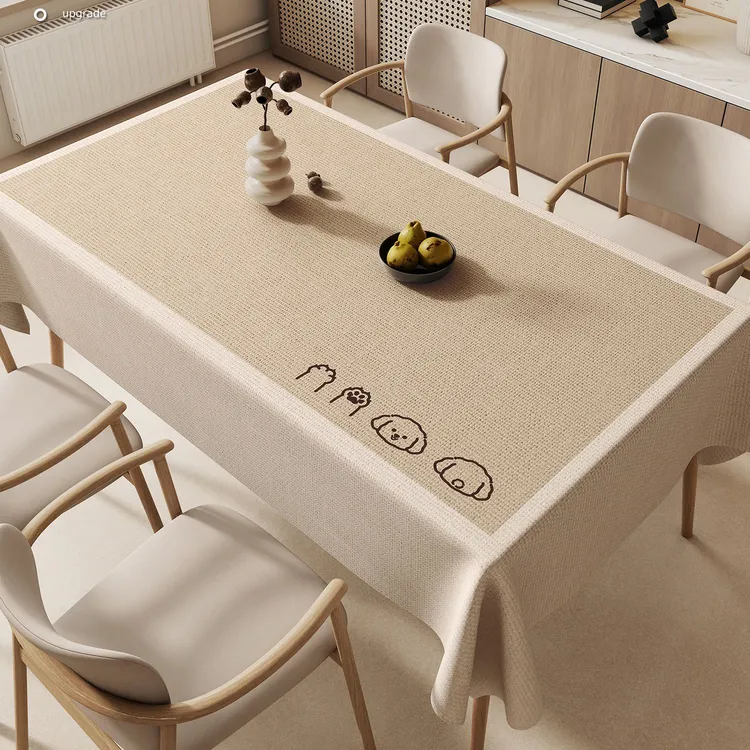 中古风复古桌布高级感家用防水防油餐桌垫长方形茶几盖布桌面台布
