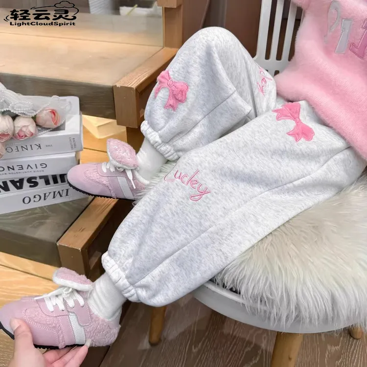 女童加绒裤子秋冬款2025新款洋气小童宝宝冬装儿童装冬季运动卫裤