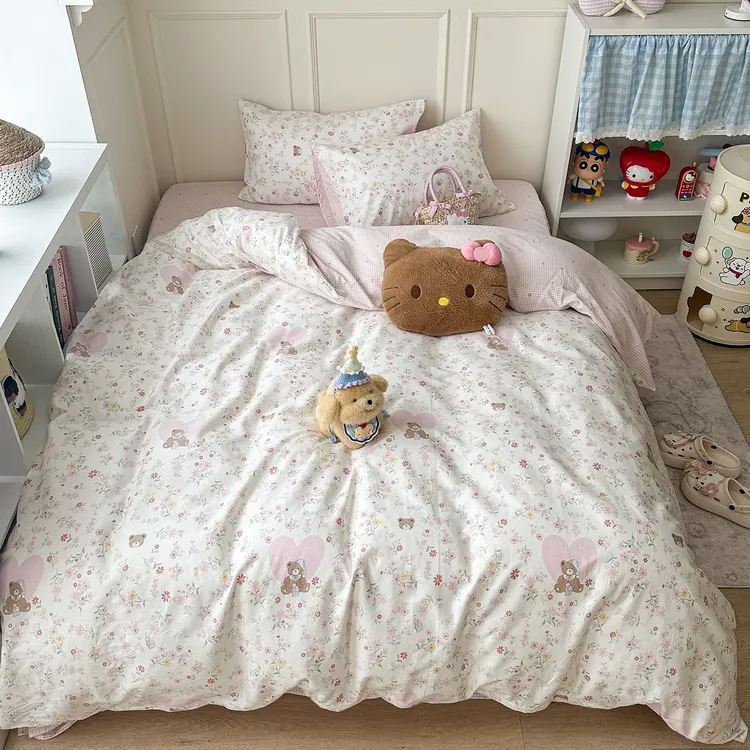 新款2025新款学生季全棉四件套可爱简约少女心单人小碎花学生宿舍