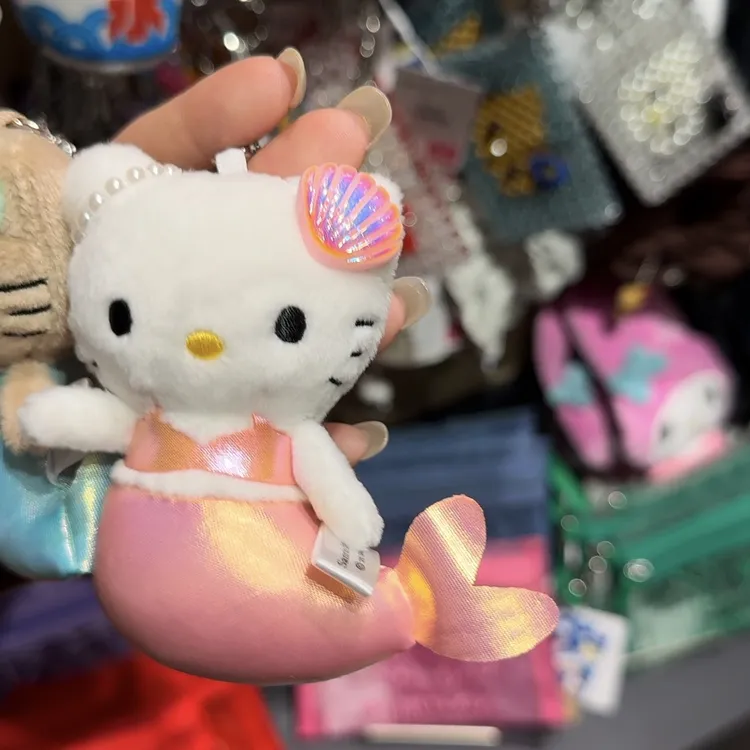 【东京限定】Hello Kitty 粉色贝壳粉色闪闪美人鱼Kitty 钥匙扣挂件