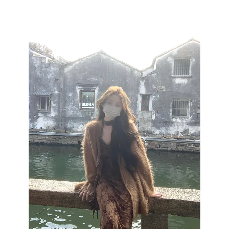 MARIE.COCO森系穿搭慵懒风软糯针织毛衣外套女秋季碎花吊带连衣裙