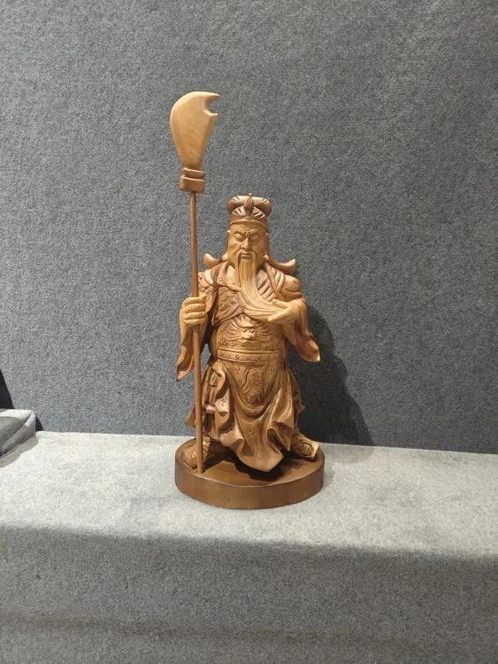 木雕工艺品（香樟木-关二爷）匠心制作一体成型长35厚27高83
