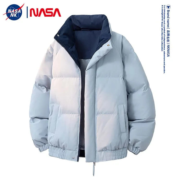 NASA联名百搭撞色拼接情侣面包棉服冬季防寒休闲男女同款棉衣外套