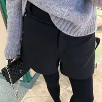 no褪 黑色毛呢短裤281