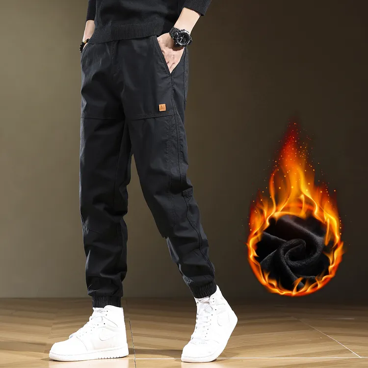 秋冬新款美式工装裤休闲男百搭宽松束脚潮流加绒加厚运动休闲裤子