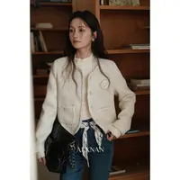 清清「海上玫瑰」法式小香风杏色短外套女初秋宽松显瘦上衣L57560