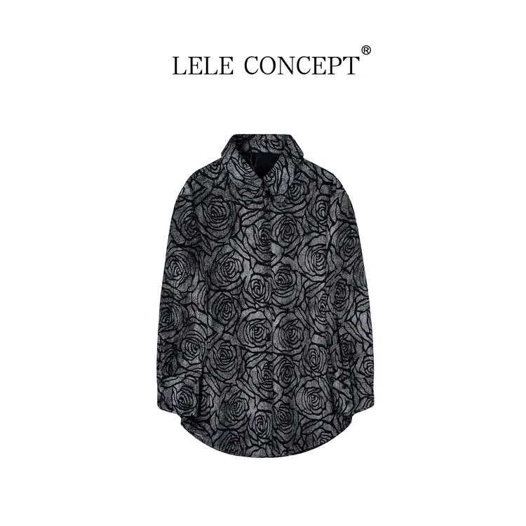 LELE CONCEPT丨【人间富贵花】复古气质款玫瑰围巾衬衫FC25D0204Y