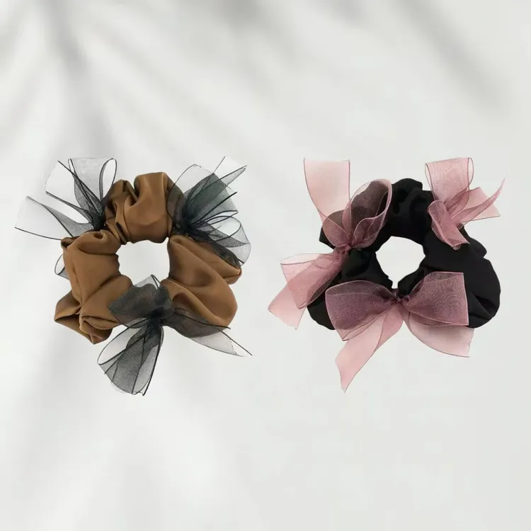 （许妍同款）高品质显发量欧根纱手工编织蝴蝶少女丸子头发绳扎头绳