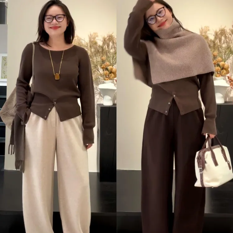 张小某梨形定制 秋冬垂感显瘦侧线后移松紧腰休闲裤 2197