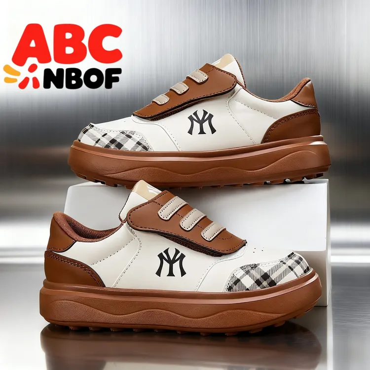 ABC NBOF儿童鞋子男童板鞋2025春秋新款皮面防水学生女孩运动鞋潮