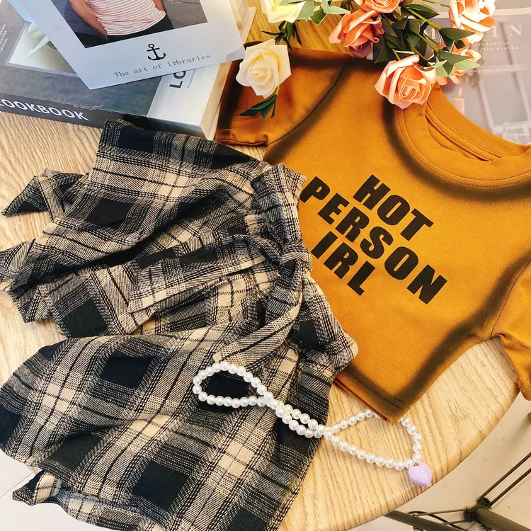 M夏季女宝韩系休闲套装 洋气时尚清新上衣百搭短裙8137