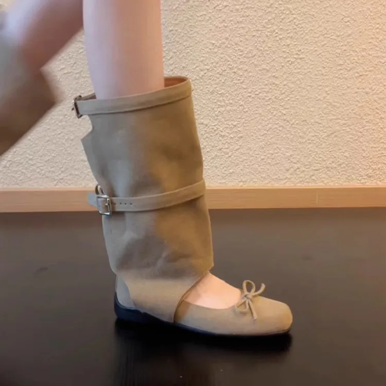 Pokoy-3cm蝴蝶结镂空芭蕾风时装靴时尚欧美