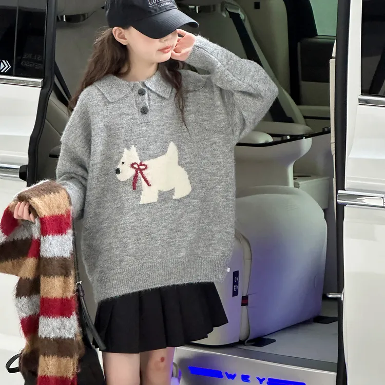 女童毛衣2025新款秋冬款儿童针织衫中大童女孩洋气加厚打底上衣潮