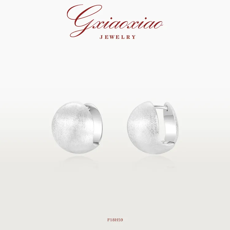 G XIAOXIAO 镀K金 时尚气质高级简约百搭拉丝圆形耳环 F18H59