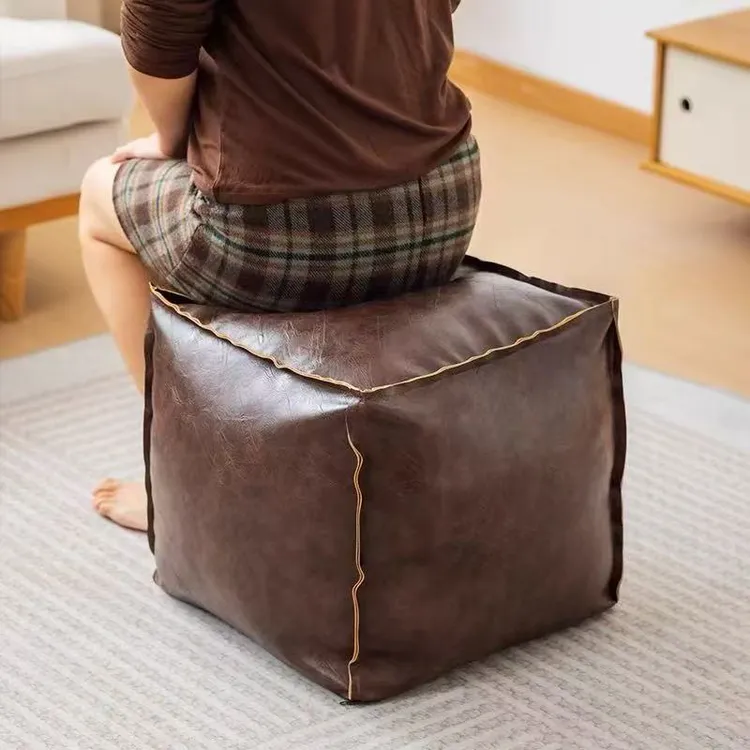 轻奢皮墩收纳坐墩储物皮套外贸沙发坐垫榻榻米旧衣服收纳袋收纳凳