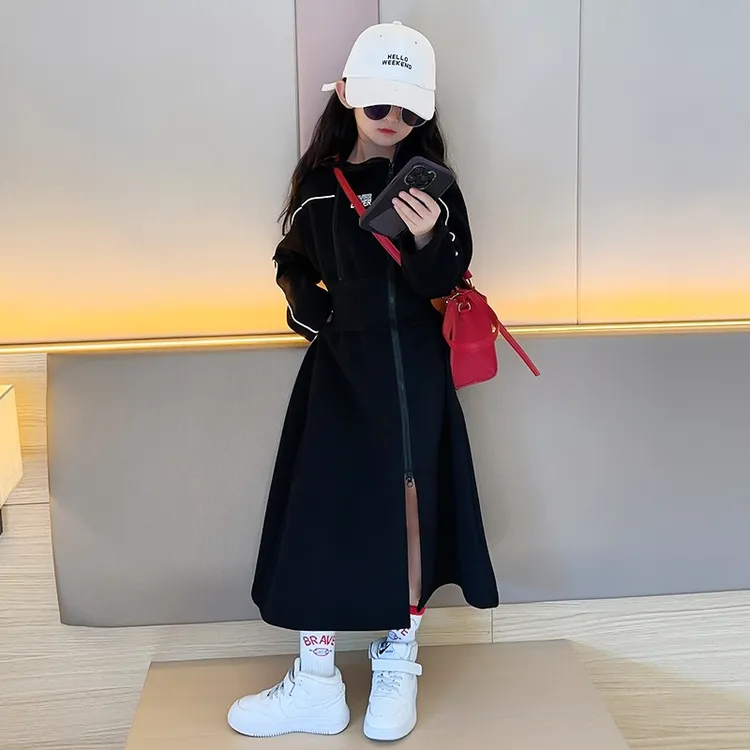 女大童风衣外套英伦风2025春秋季新款女孩儿童装中大童长款洋气潮