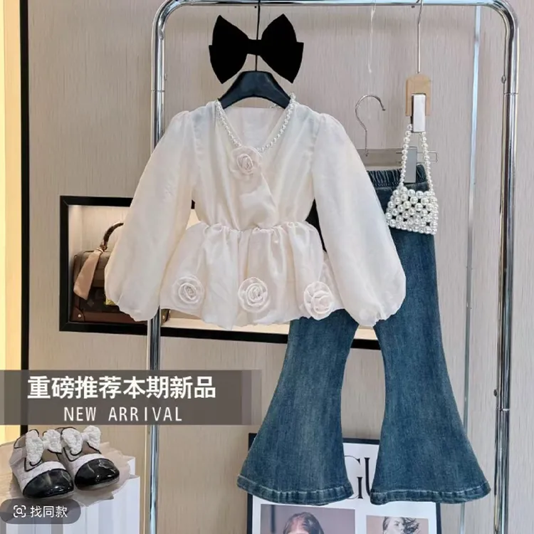 女童套装春装2025新款洋气儿童春秋装韩版宝宝衬衫两件套网红秋季