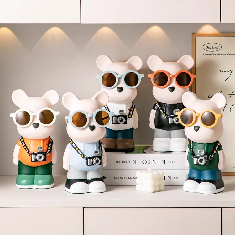 暴力熊存钱罐卡通创意现代客厅网红装饰品简约家居电视柜陶瓷摆件