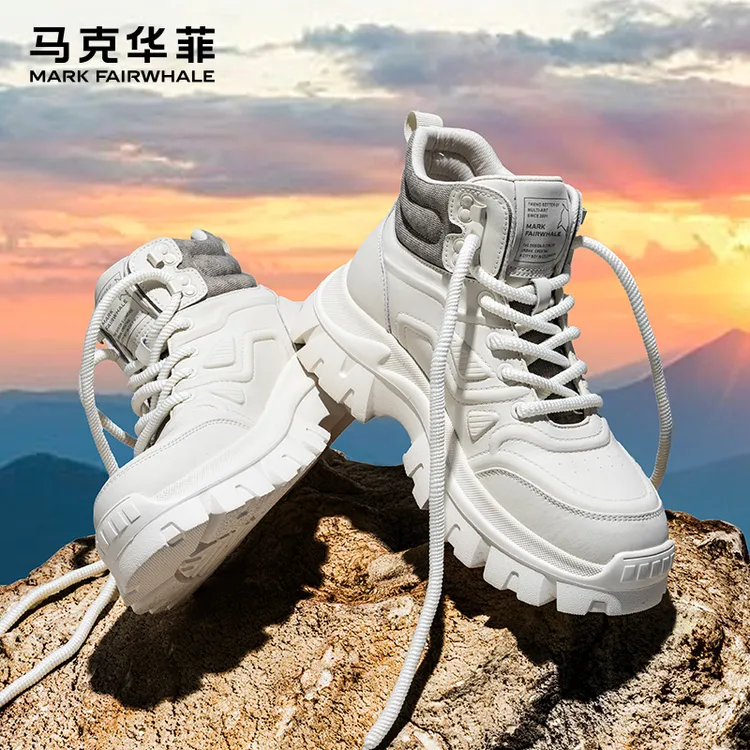 马克华菲马丁靴男款爆款冬季男鞋加绒2025新款工装靴增高男士靴子