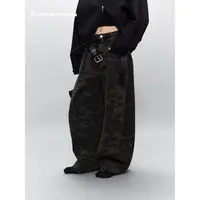 -复古迷彩洗水！弯刀裤型加厚阔腿牛仔裤（13R33979#）R13