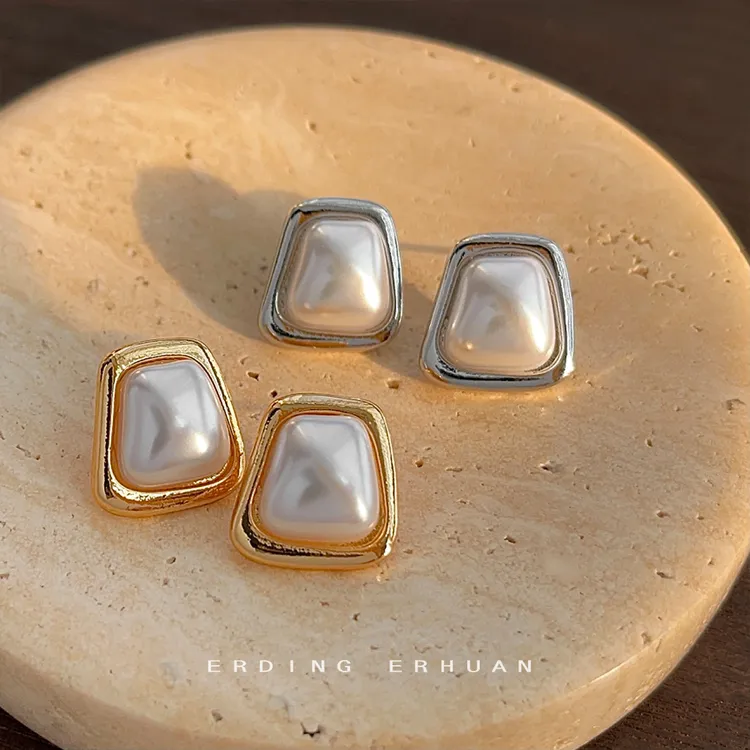 925银耳饰 大气高级感几何气质珍珠925银针通勤14k