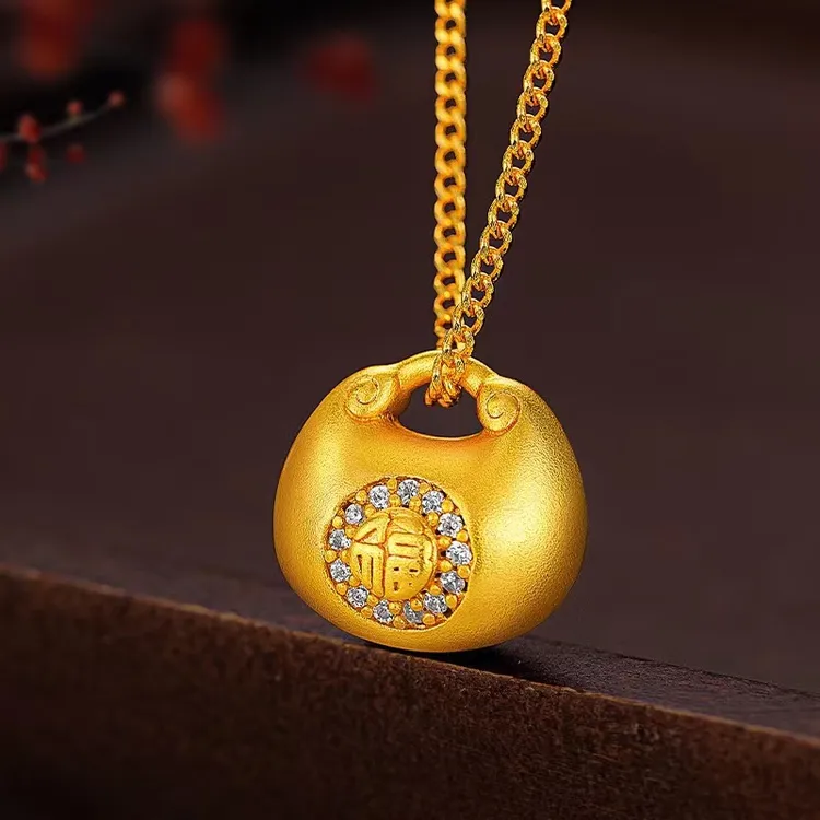 黄铜项链 合金小胖福吊坠