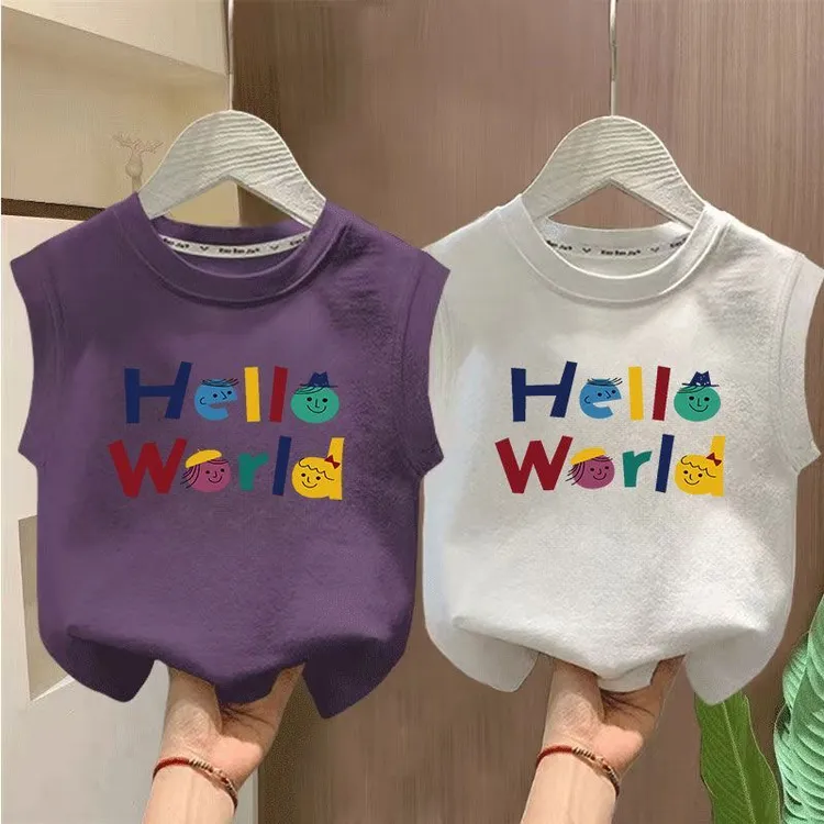 男童纯棉背心T恤2025时尚新款韩版洋气宽松儿童外穿无袖潮流上衣t