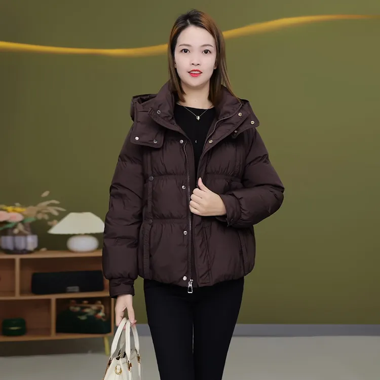 E001冬季加厚短款保暖保鸭绒羽绒服减龄时尚中年大码羽绒外套