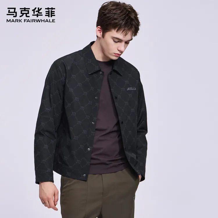 【老花满印】马克华菲翻领夹克男装2025秋季新款潮流休闲通勤外套