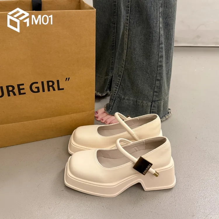 M01英伦厚底玛丽珍小皮鞋女秋配裙子新款法式绝美单鞋粗跟高跟鞋