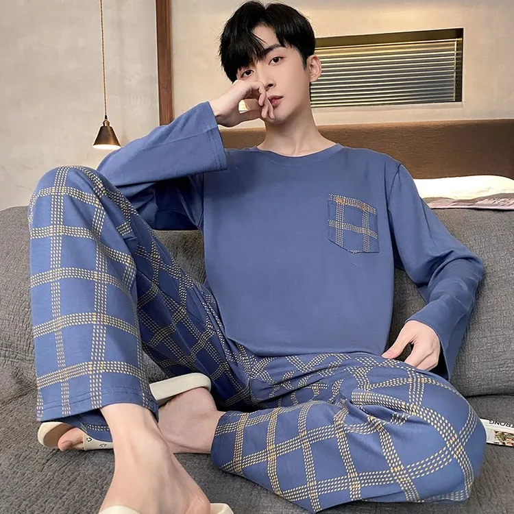 睡衣男春秋款2025新款长袖休闲男士大码夏季可外穿家居服套装