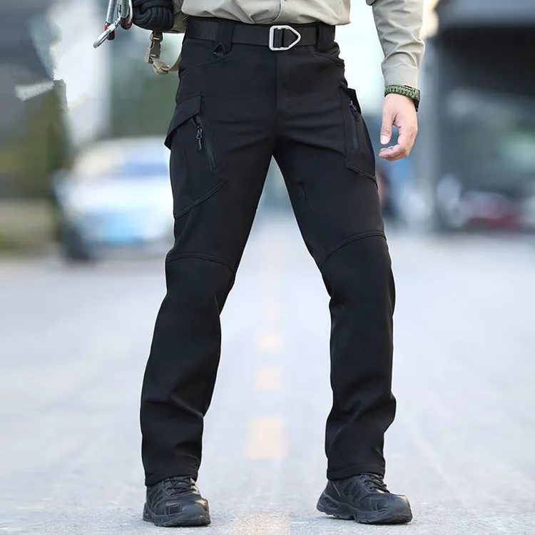 户外秋冬软壳冲锋裤男战术长裤加绒休闲裤直筒登山通勤透气工装裤