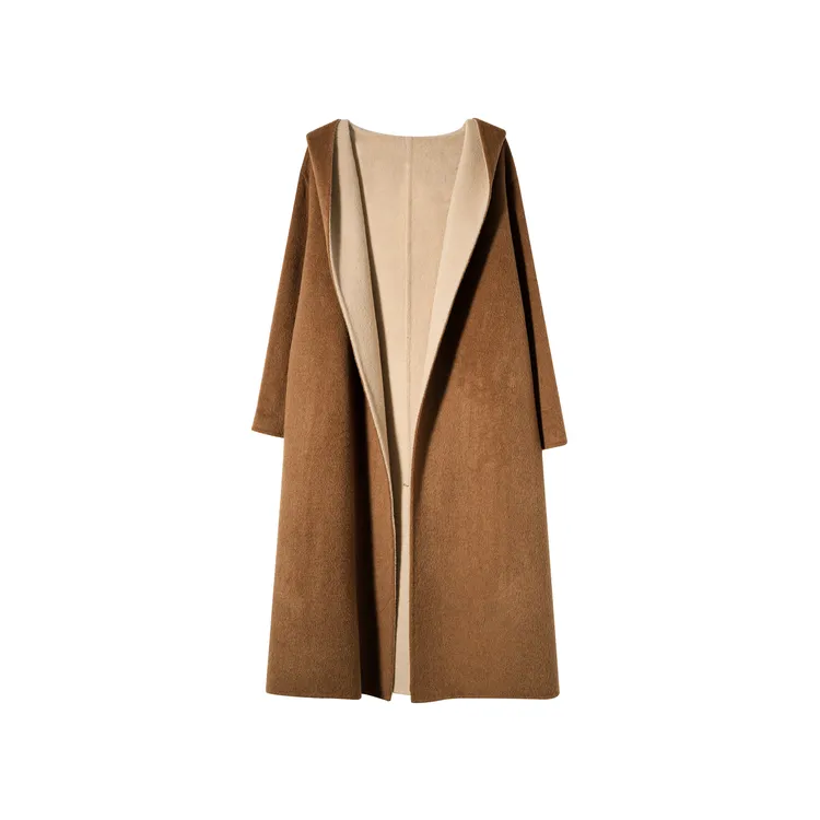 【冬暖秘境】秋冬新款百搭舒适风高级感撞色连帽羊毛大衣