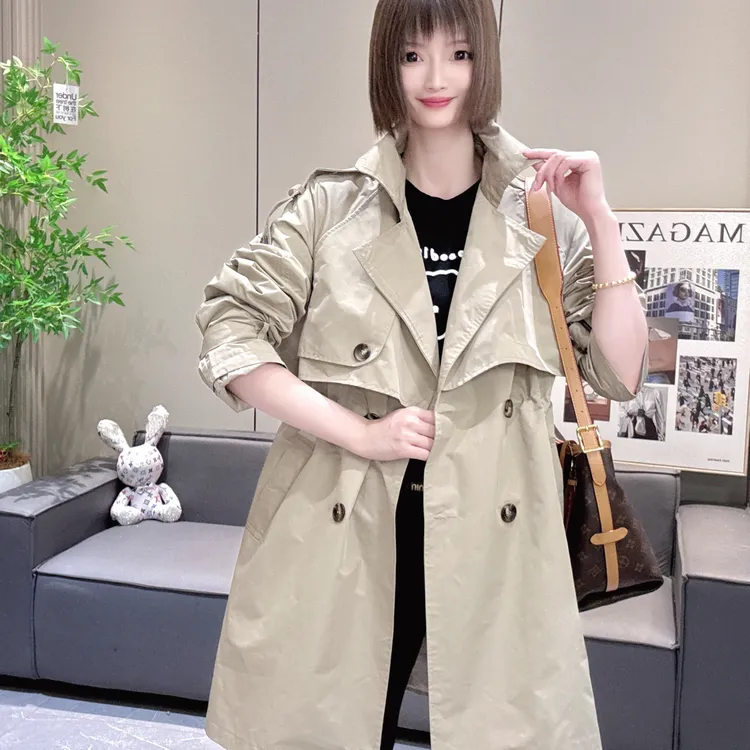 2025秋季新款立领时尚气质收腰中长款双排扣百搭显瘦风衣外套283