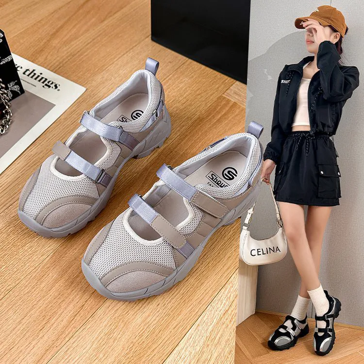 玛丽珍鞋魔术贴休闲时尚休闲鞋镂空韩版女鞋夏季休闲鞋平底