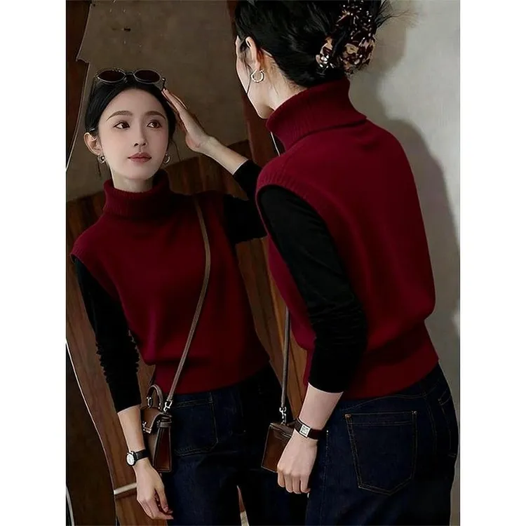 秋冬季新款女装网红修身高级感显瘦马甲针织打底衫时尚百搭255款