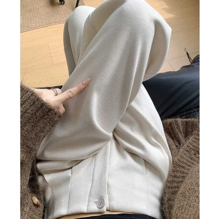 羊绒醋酸西装阔腿裤女新款秋季垂感高级感宽松显瘦直筒高腰休闲裤