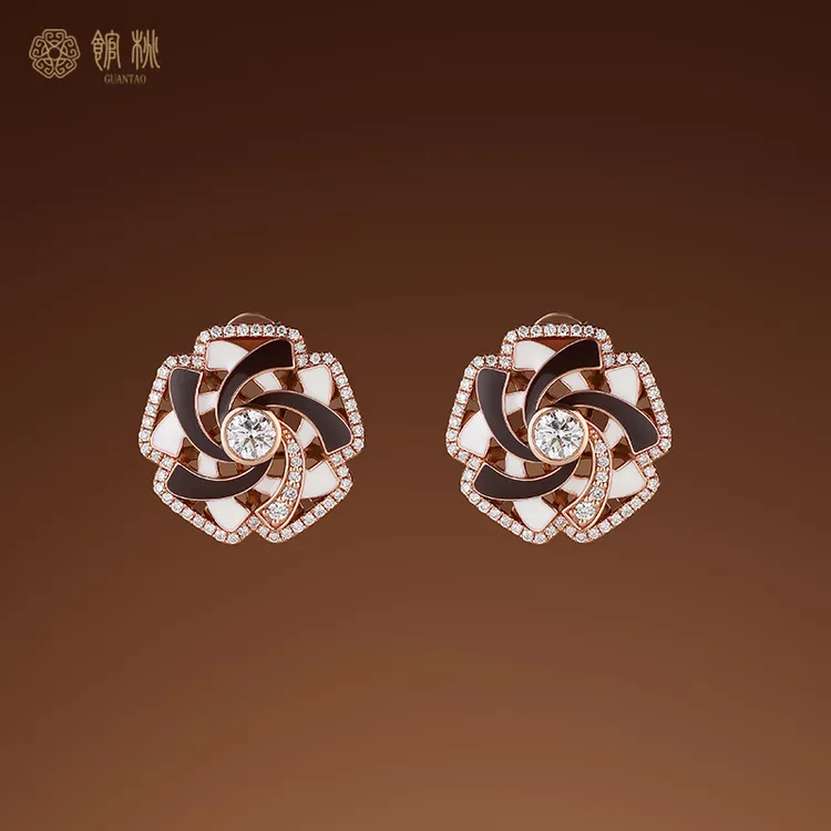 馆桃张梓琳同款 【衮】18K金珐琅耳钉