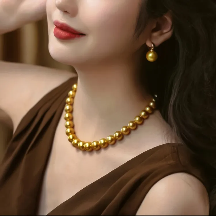 合金仿珍珠项链 【高贵浓茶金色】轻奢法式气质百搭项链A003