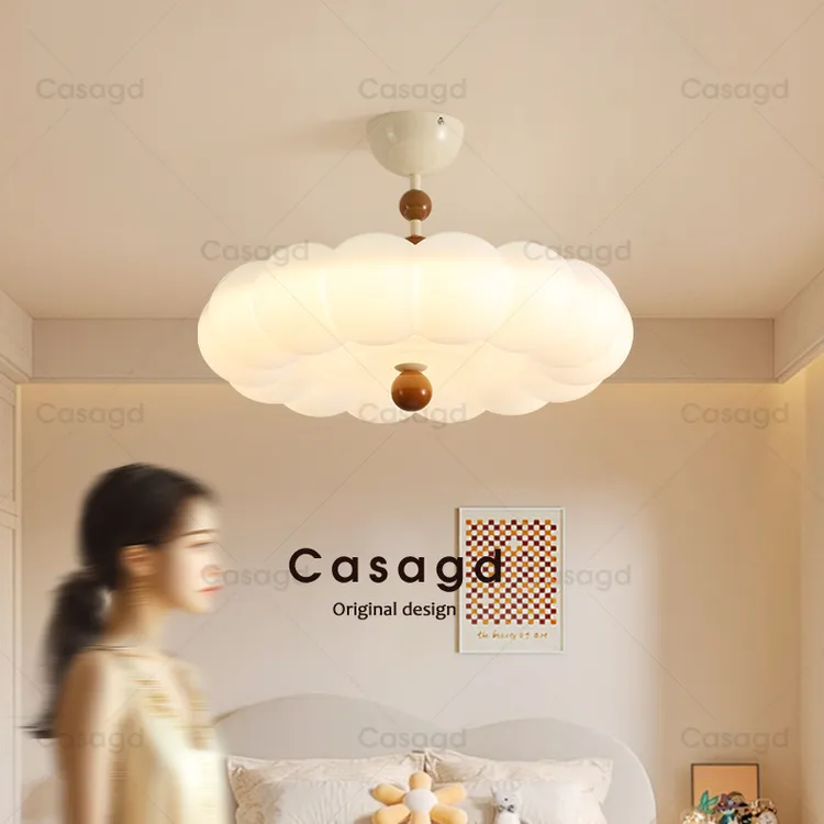 奶油风卧室灯护眼吸顶灯法式中古主卧灯儿童房灯书房南瓜灯casagd