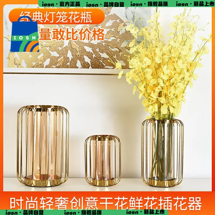 【IOSN】欧式玻璃花瓶摆件创意客厅干花插花花艺现代玄关电视柜餐N1