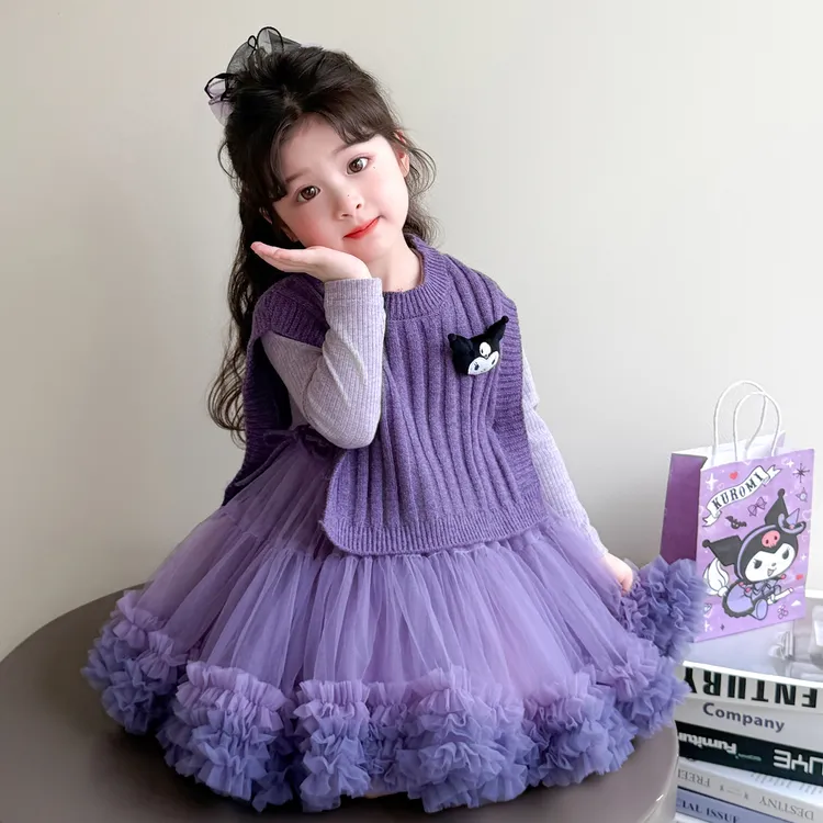女童连衣裙春秋款毛衣马甲裙两件套2025新款洋气女宝宝背心马甲裙