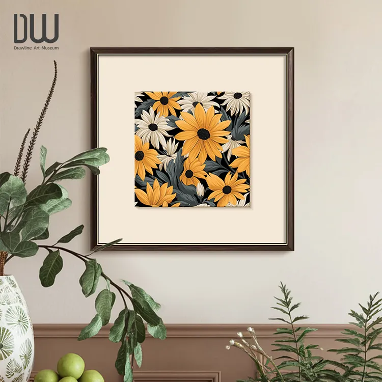 法式复古餐厅装饰画中古风花卉卧室房间挂画小众艺术美式客厅壁画