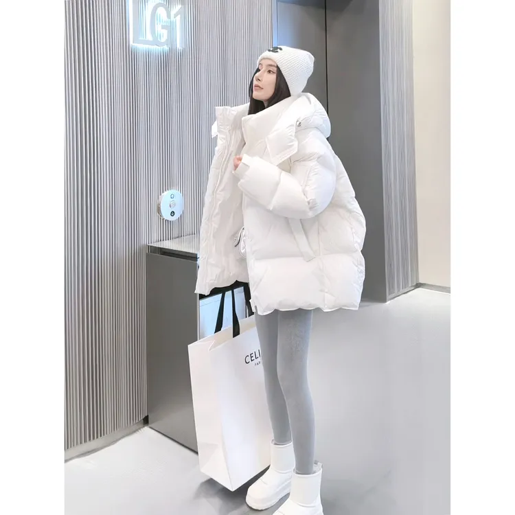 TSKM冬季加棉保暖棉服女2025年新款小个子韩版宽松加厚连帽面包服