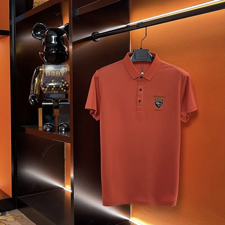 双丝光棉夏季男士短袖T恤翻领休闲宽松半袖高级polo衫polo衫男款